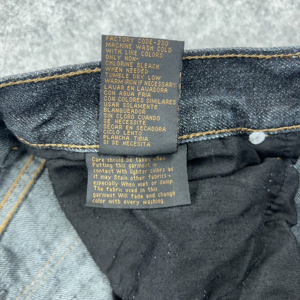 VTG Plugg Jeans Mens 32x30 Black Straight Leg Flap Pockets‎ Stretch Denim Y2K - Picture 13 of 14